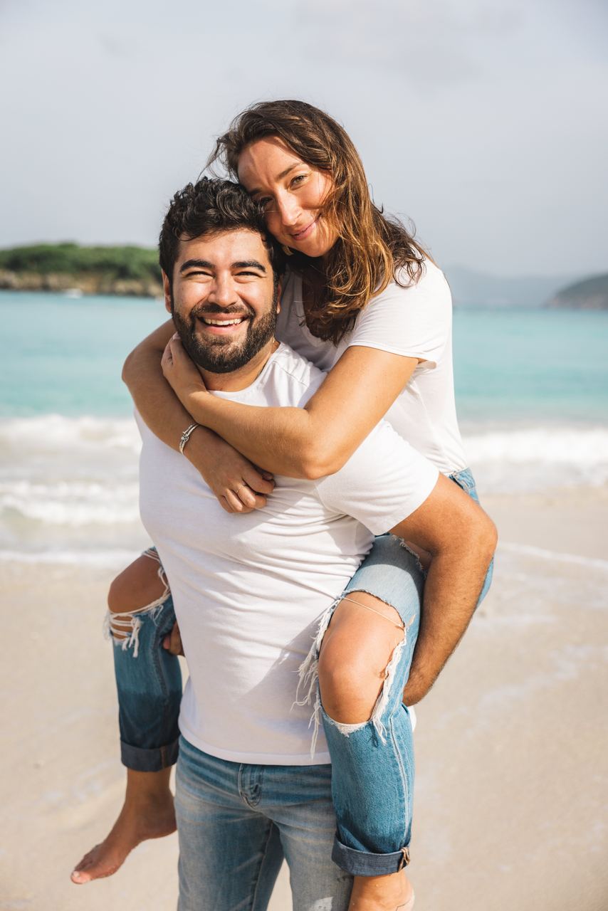 Beach couple portrait session